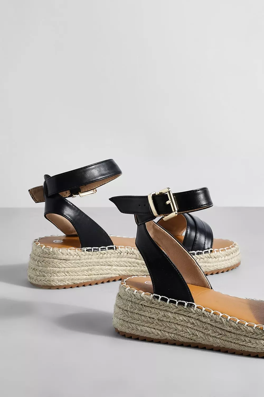 Black Buckle Detail Two Part Flatforms alternative image