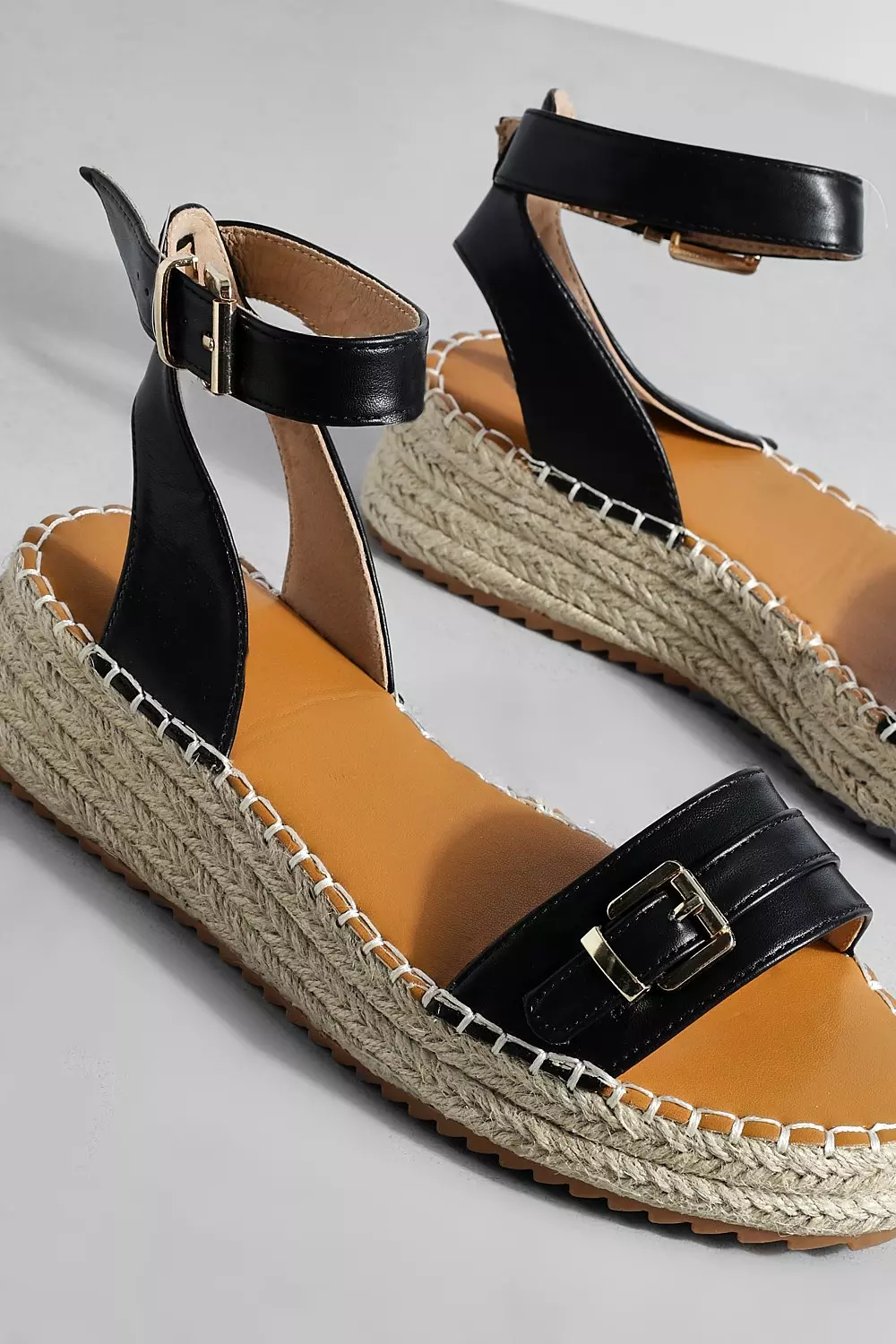 Black Buckle Detail Two Part Flatforms alternative image