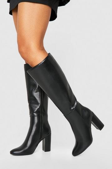 Knee High Block Heel Boots black