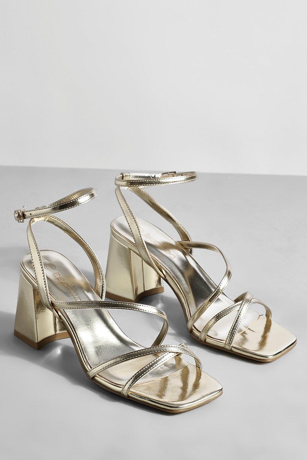 Gold sandals mid heel on sale uk