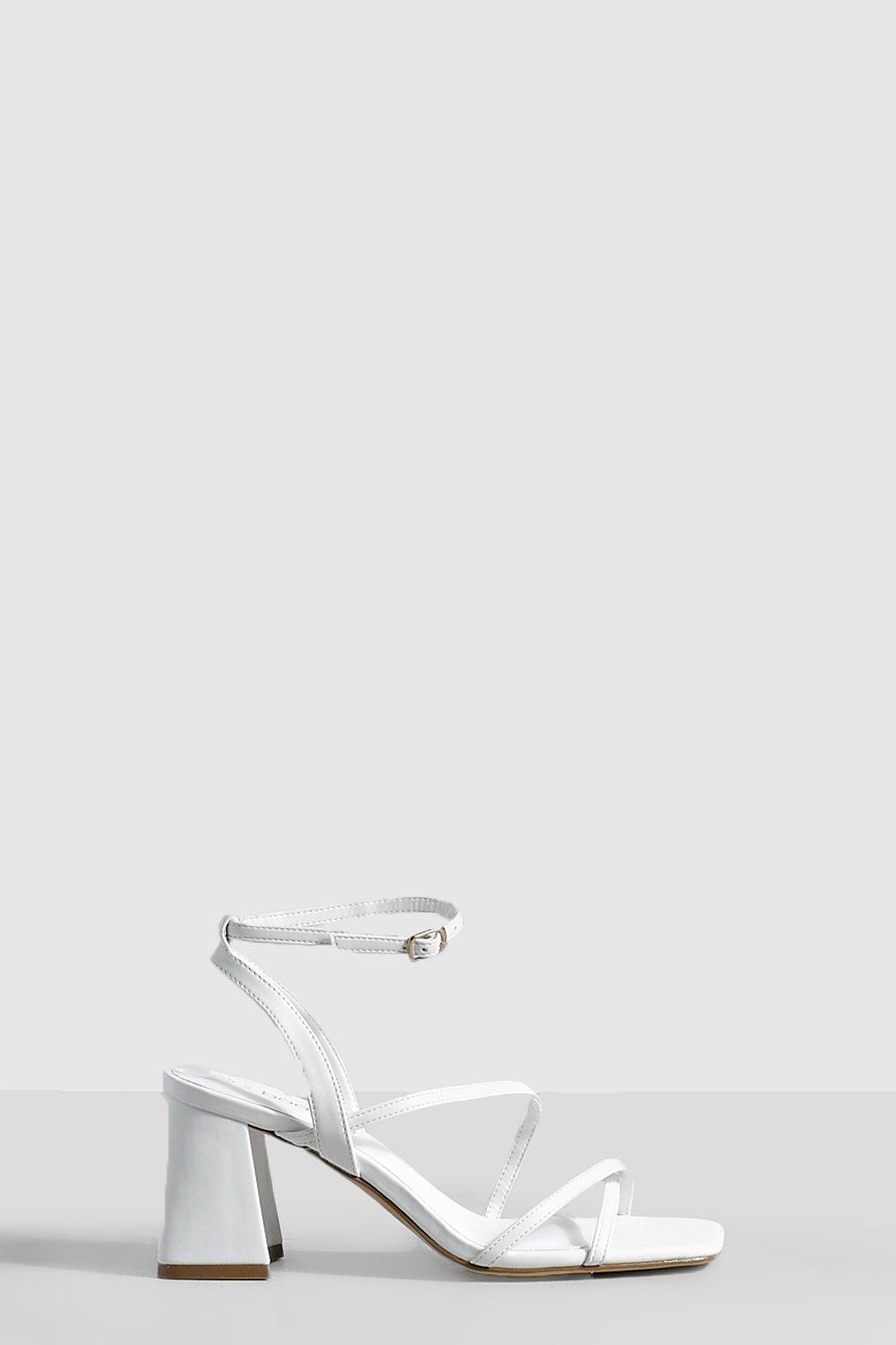 White mid best sale block heels