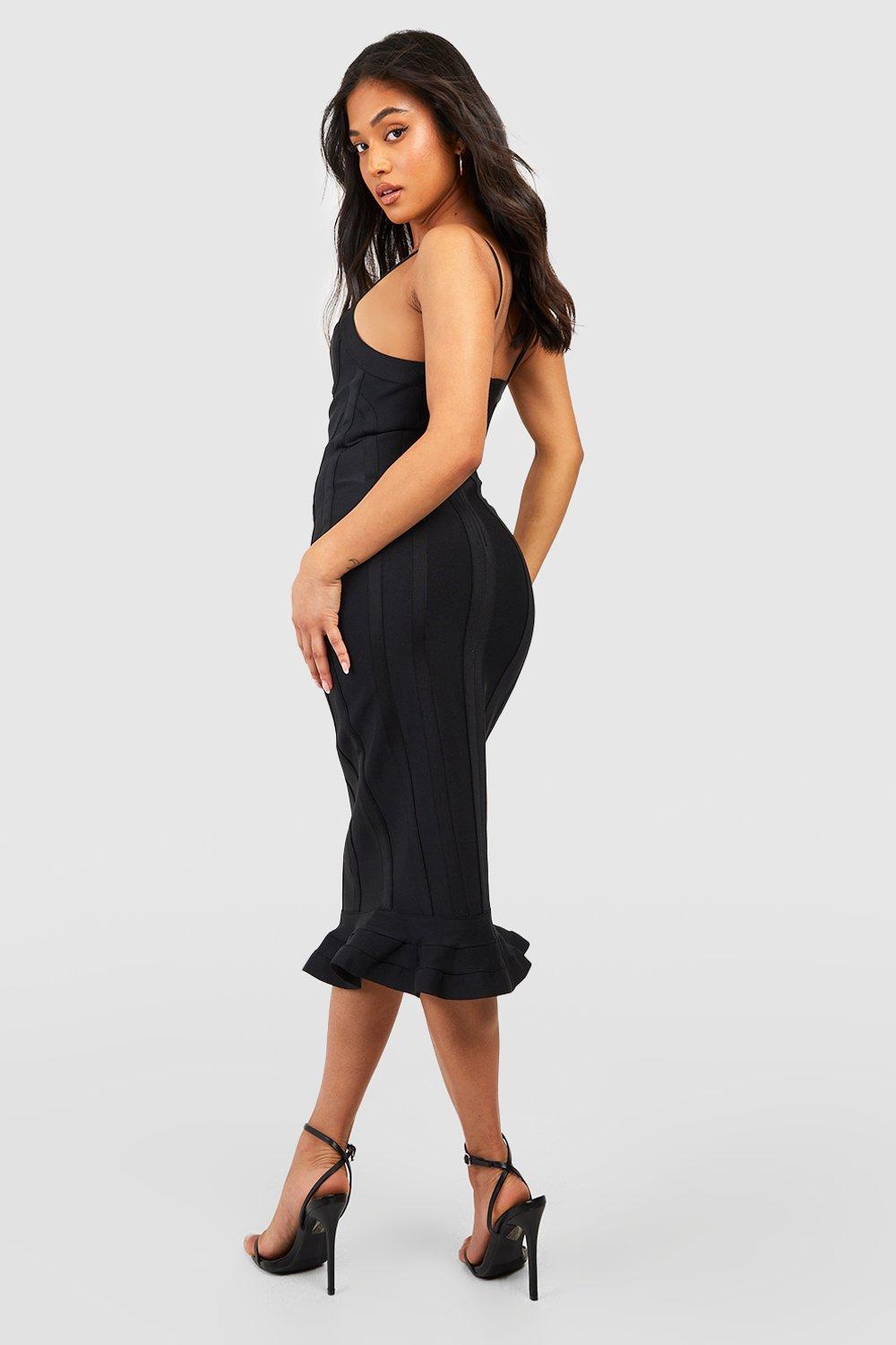 Petite Bandage Frill Hem Midi Dress | boohoo UK