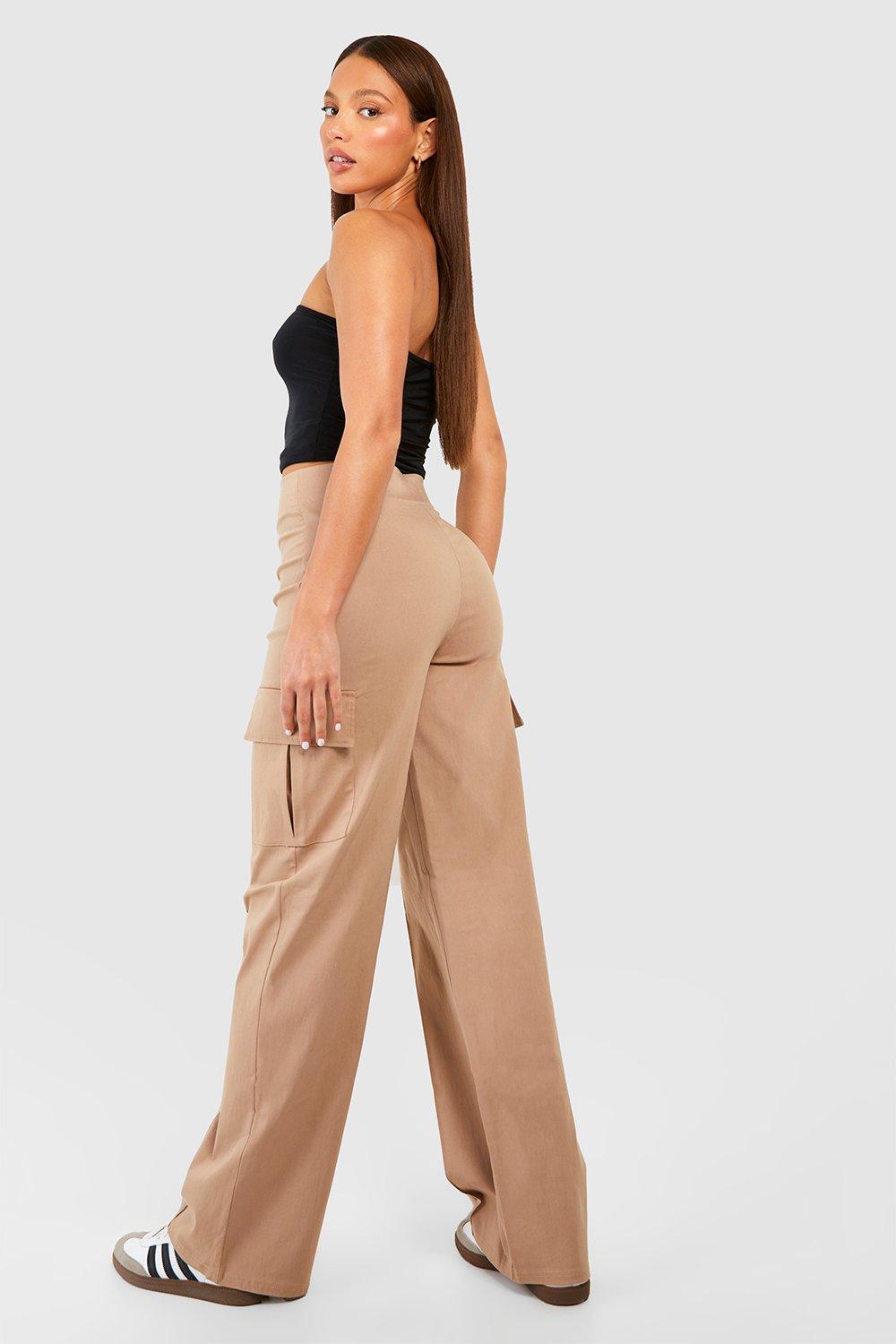 Tall Stretch High Waist Cargo Broek Met Rechte Pijpen