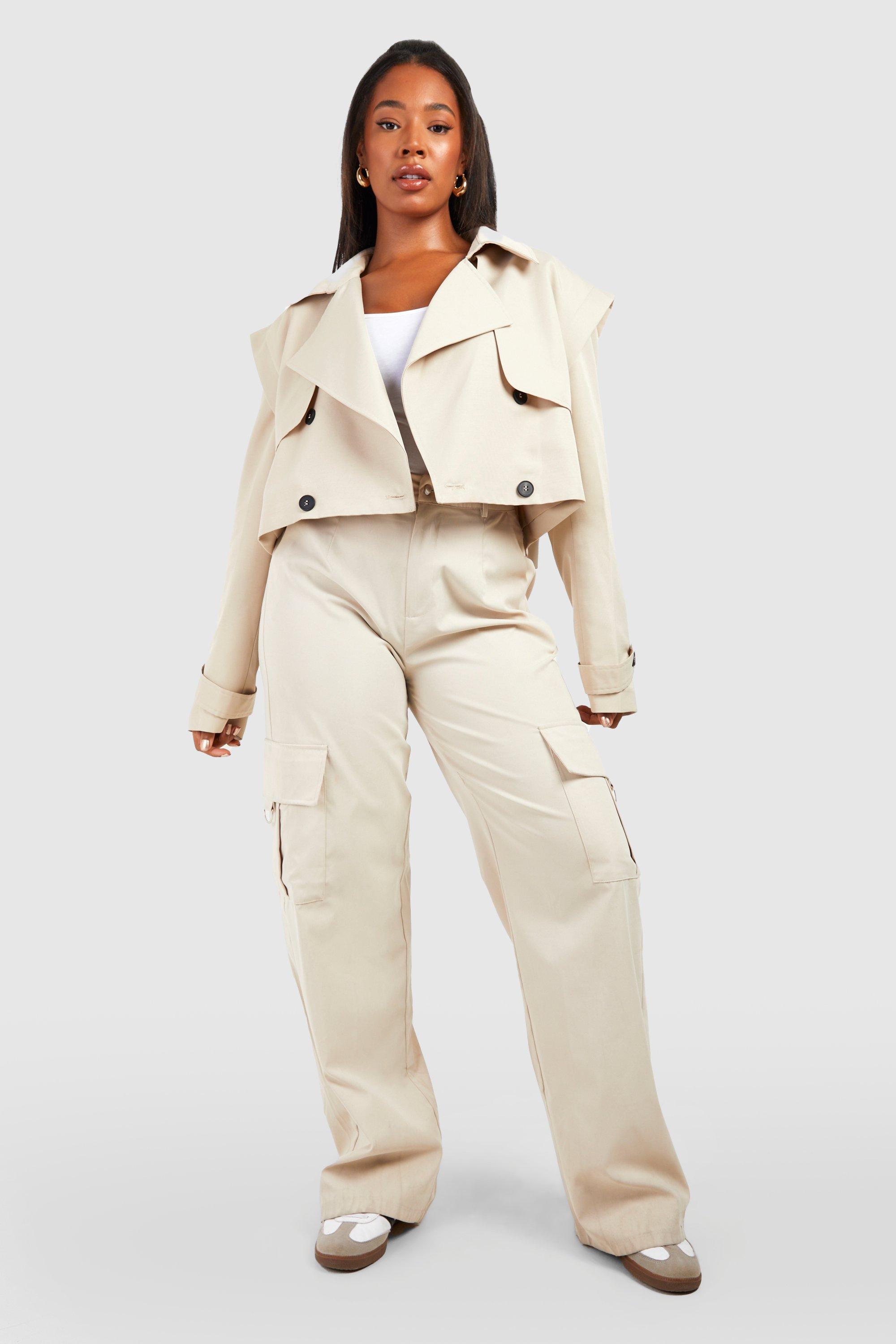 Women's plus size hot sale short trench coat