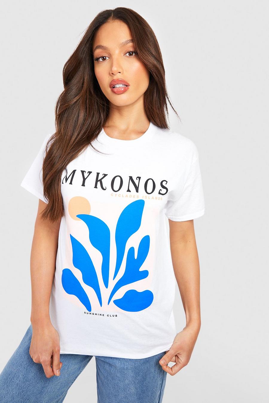 White bianco Tall Mykonos Print T-shirt