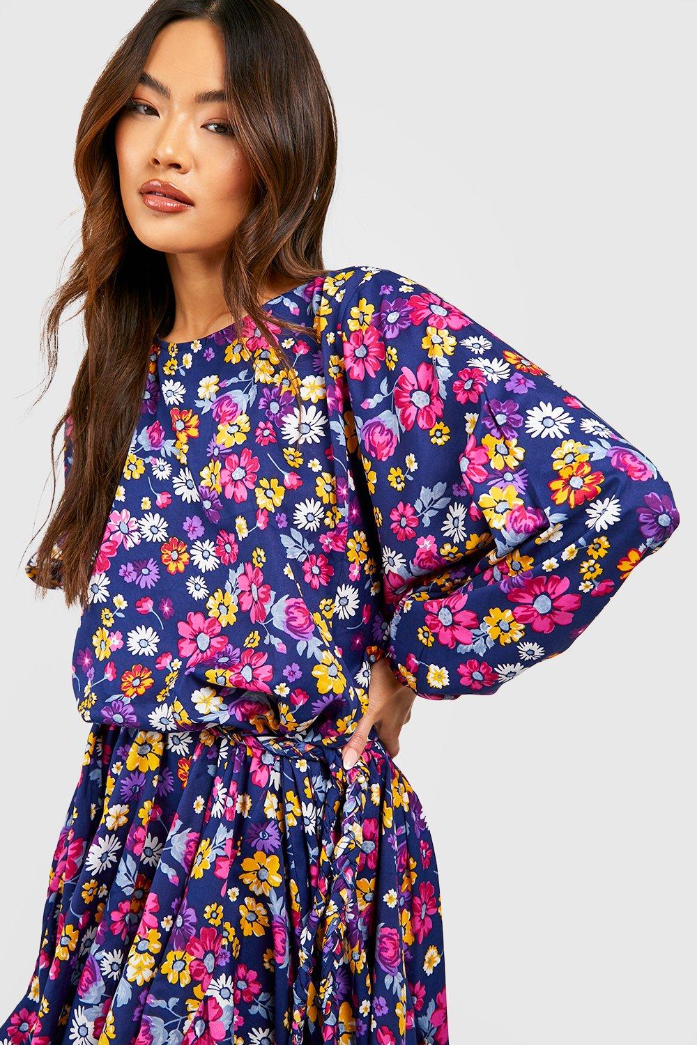 Boohoo navy clearance floral dress