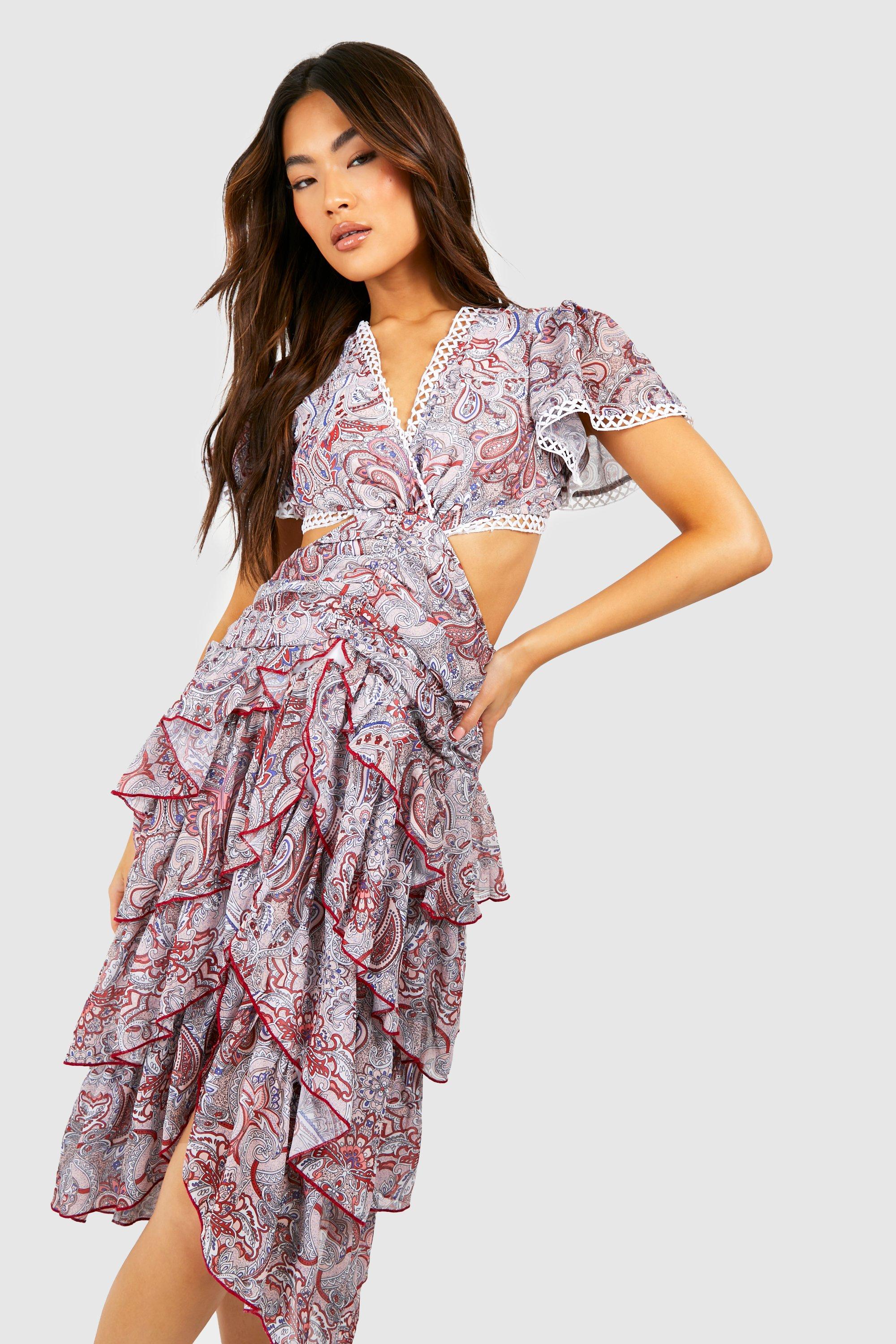 Boohoo paisley 2025 print midi dress