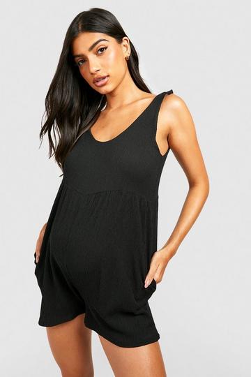 Zwangerschap Playsuit Met Textuur En Strik black