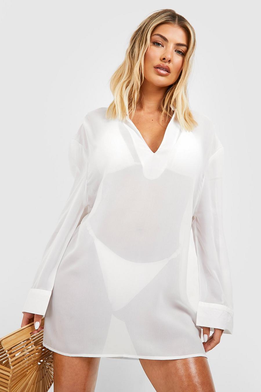 White Essential Beach Cover-up Tunic image number 1