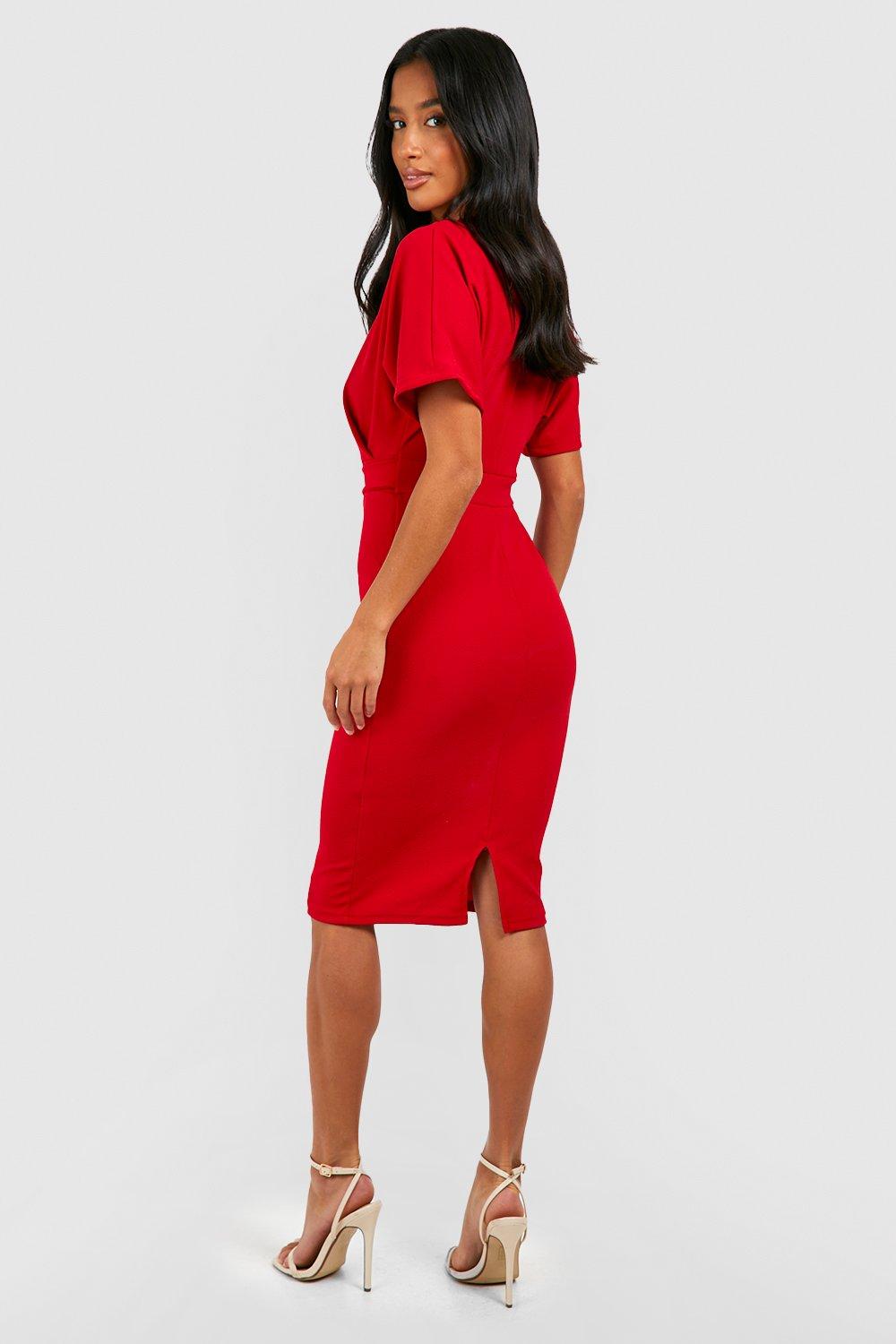 Petite red shop midi dress