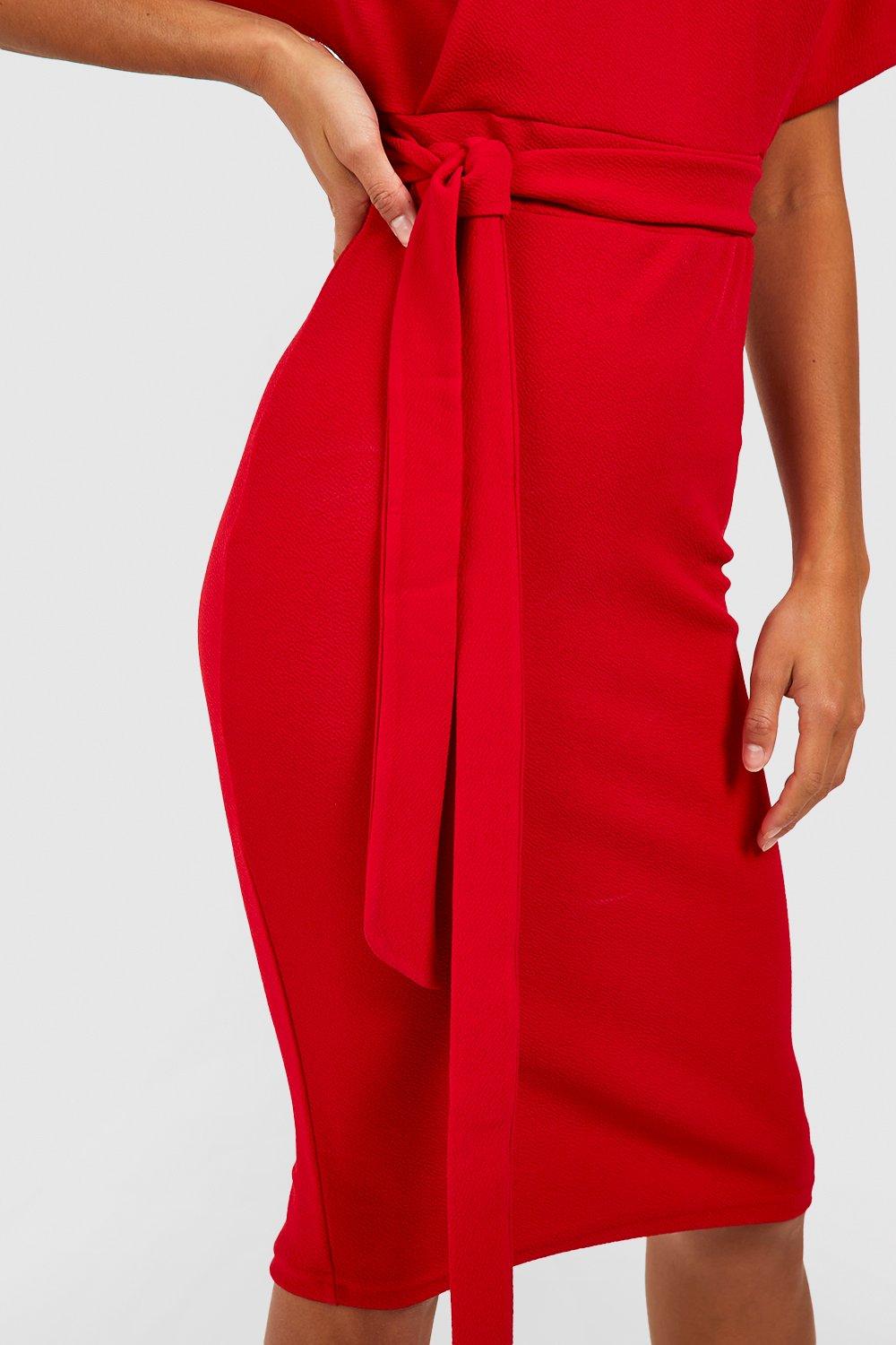 Petite tie waist outlet formal wiggle midi dress