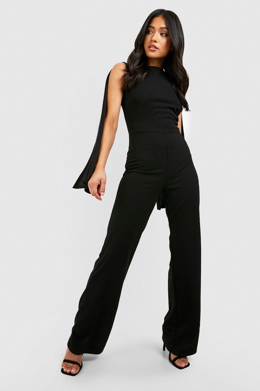 Petite Bandeau Feather Trim Jumpsuit