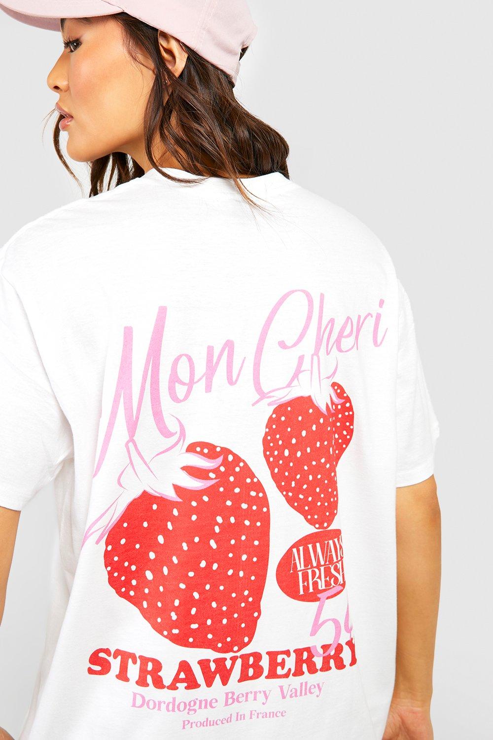 Strawberry Graphic Back Print Oversized T-Shirt