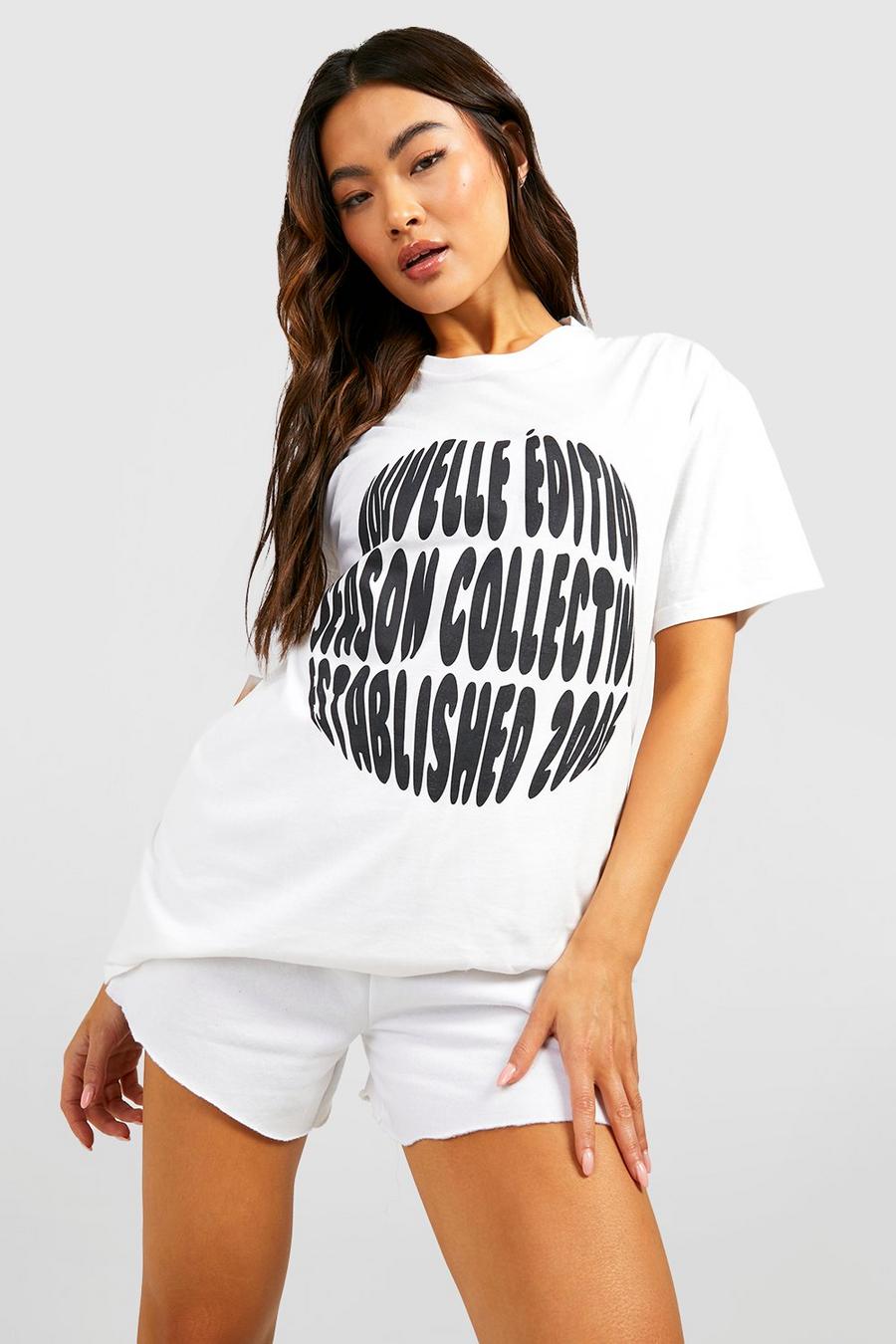 White Oversized Season Collective T-Shirt Met Print image number 1