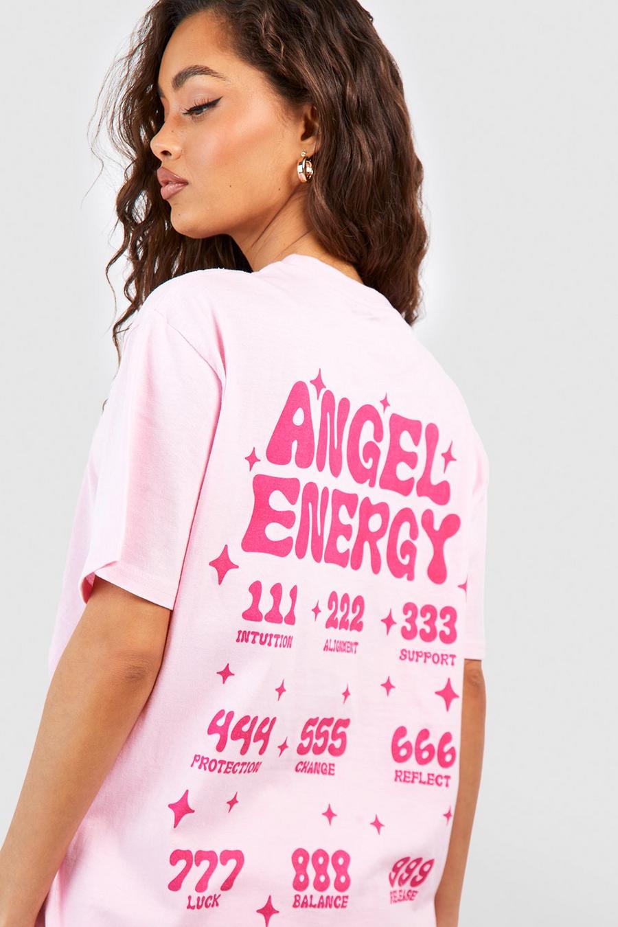 Light pink Angel Energy Back Print Oversized T-shirt