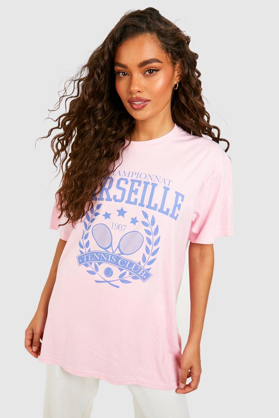 Pink Tennis Graphic Oversized T-shirt image number 1