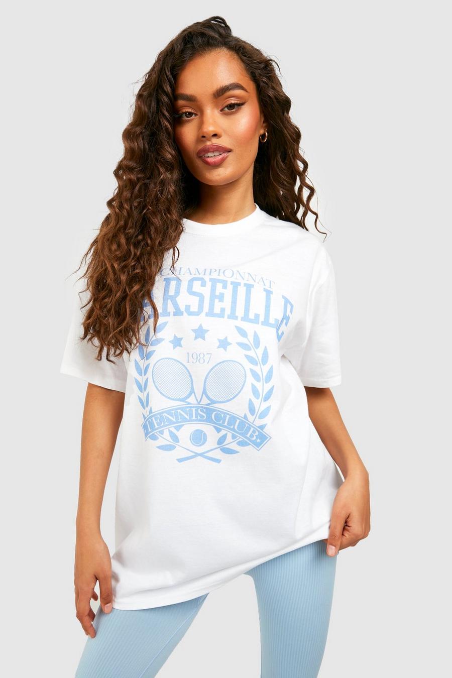 White Tennis Graphic Oversized T-shirt image number 1