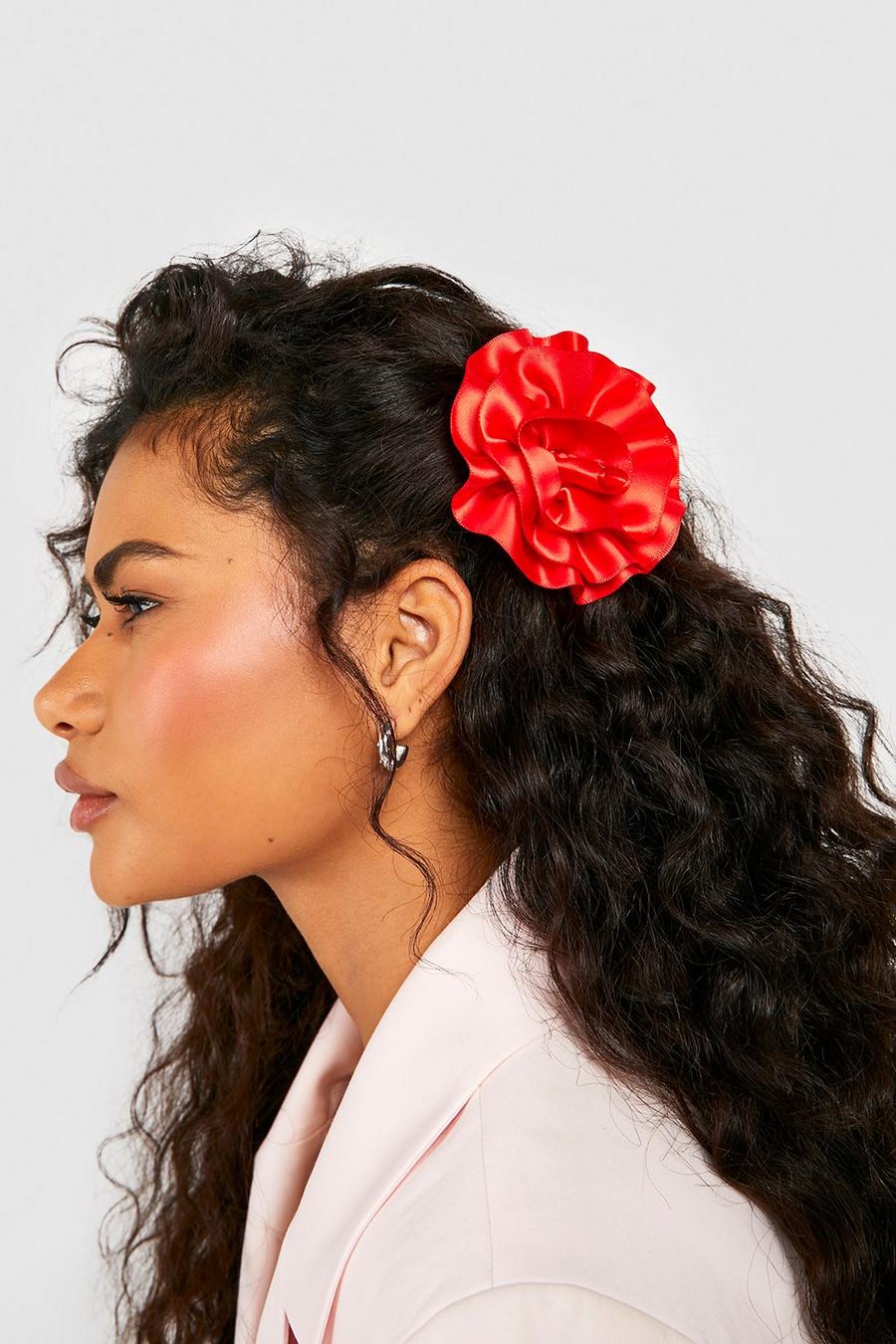 Red Rose Corsage Hair Clip 