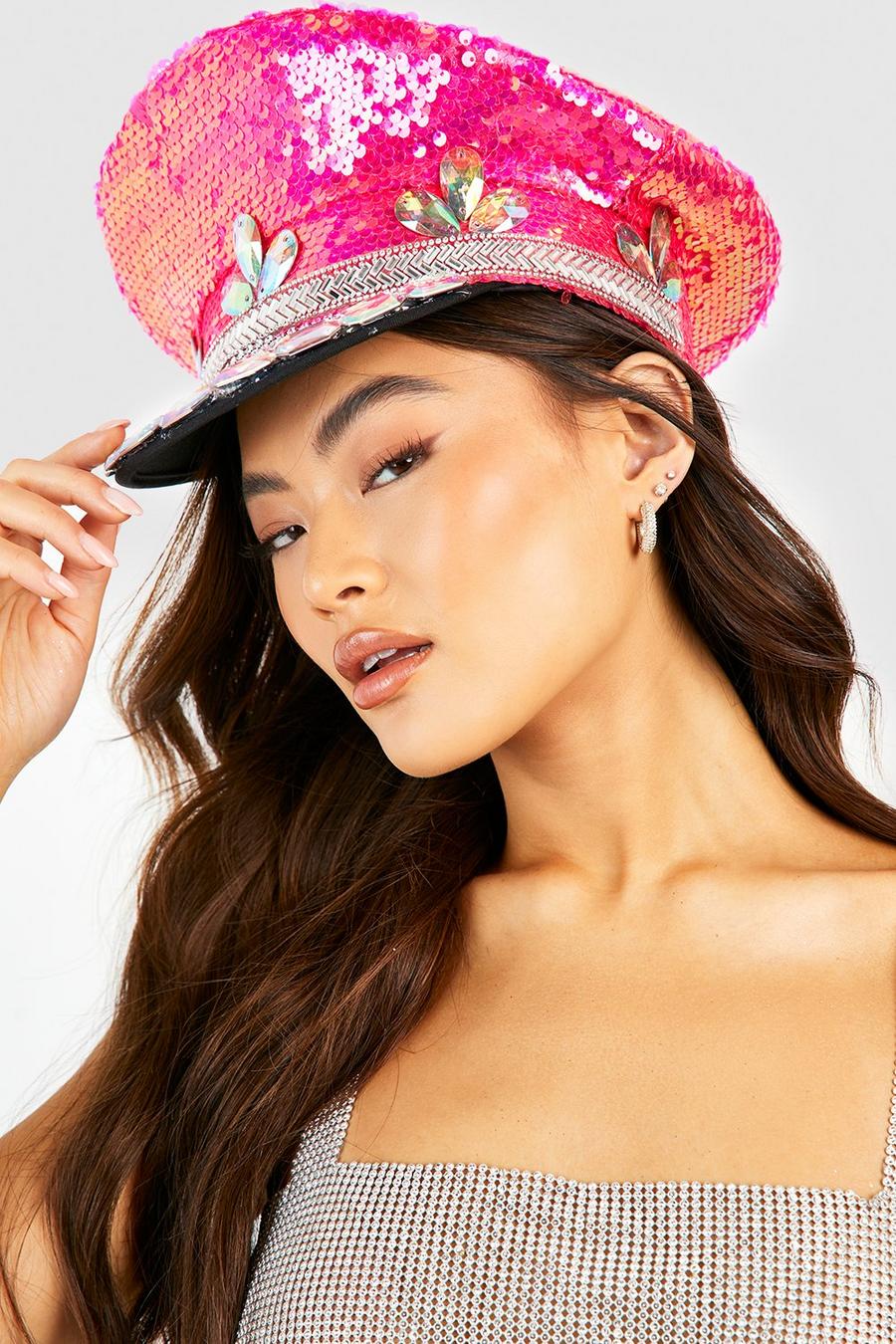 Hot Pink Sequin Festival Trucker Hat image number 1
