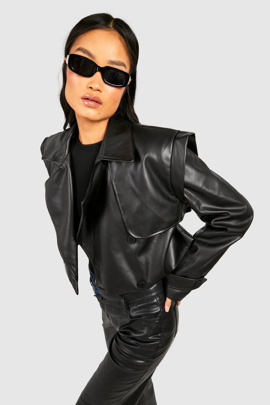 Faux Leather Short Trench image number 1