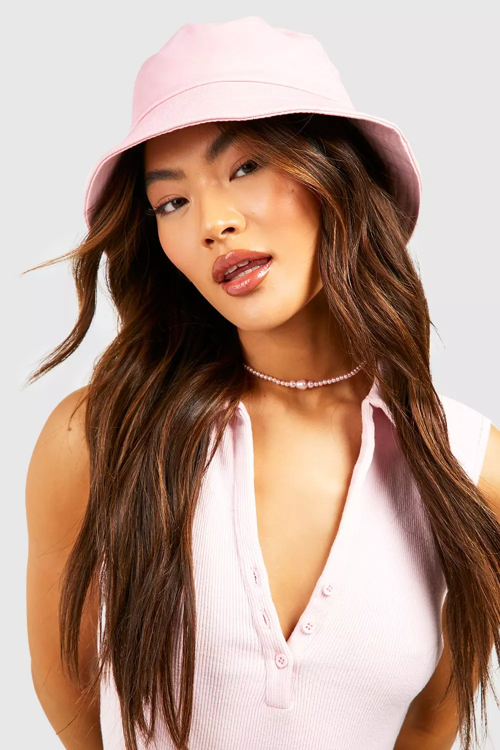 Pink Plain Bucket Hat alternative image