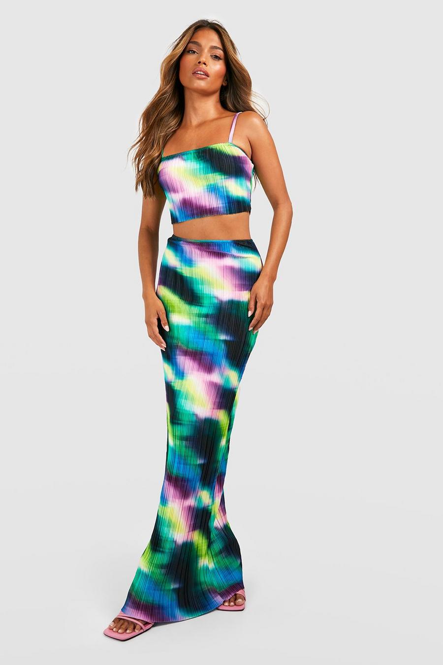 Abstract Plisse Square Neck Cami & Maxi Skirt image number 1