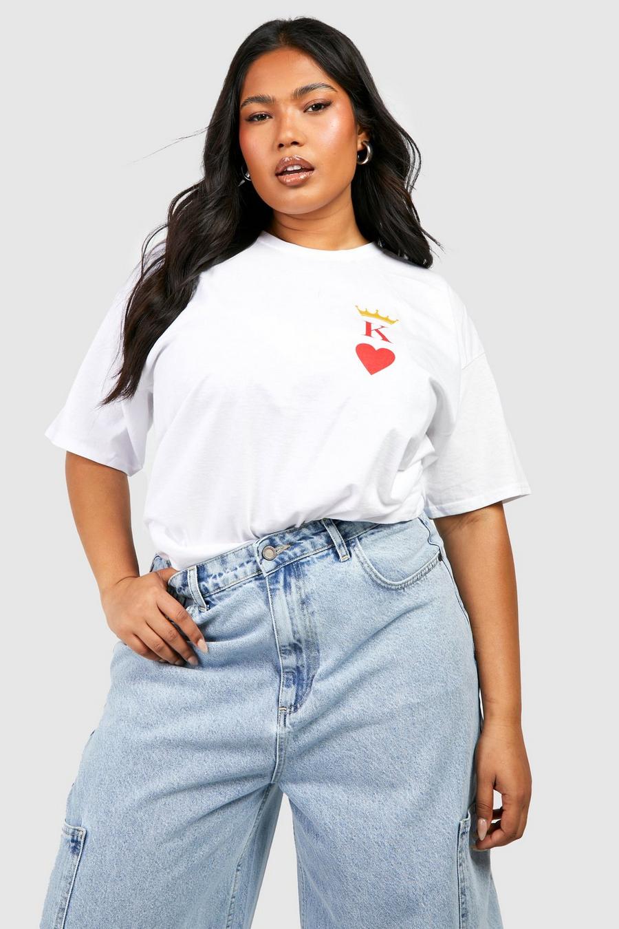 White Plus King Of Hearts Oversized T-shirt image number 1