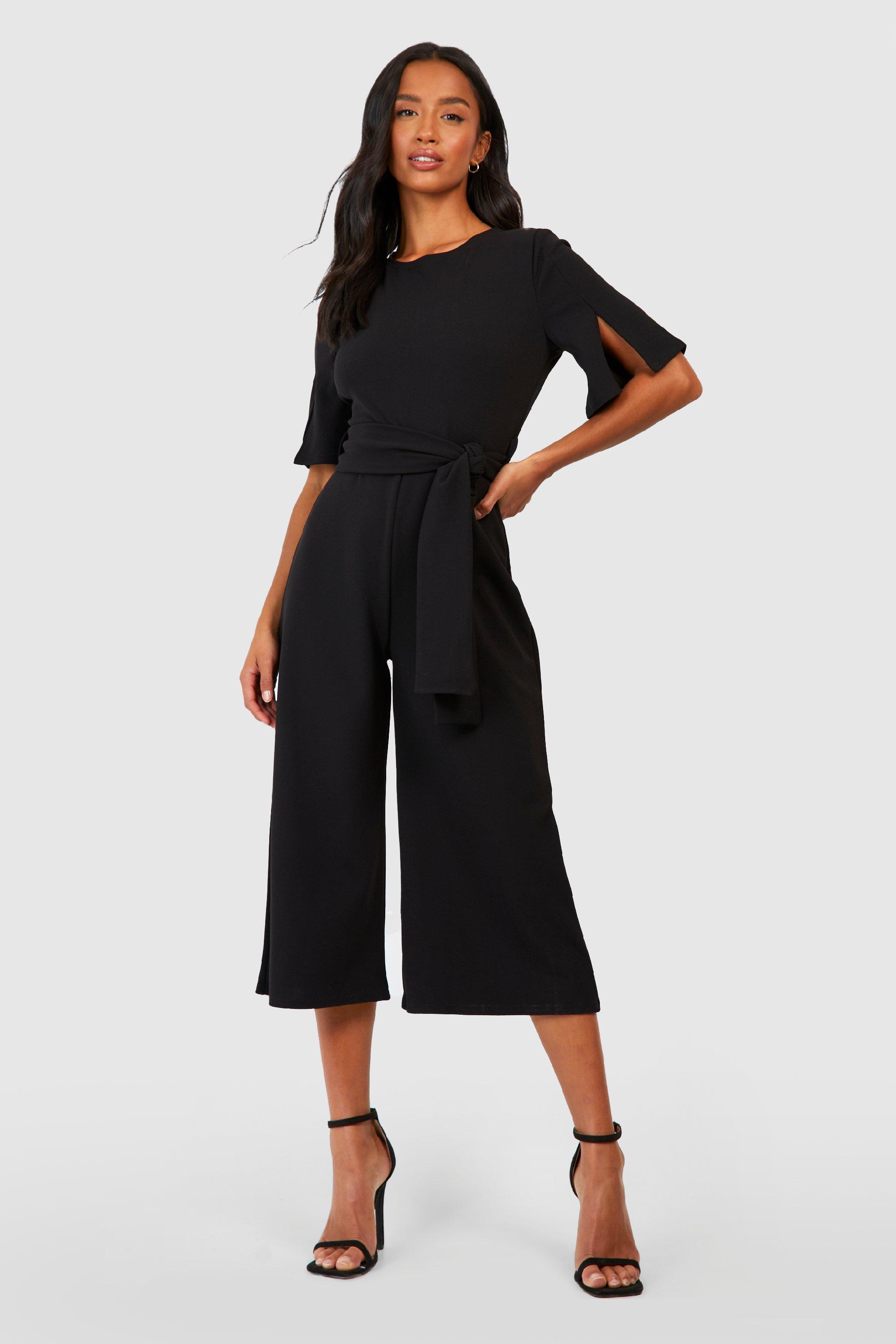 Petite black culotte jumpsuit on sale