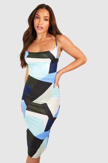 Tall Abstract Slinky Cowl Neck Midaxi Dress multi