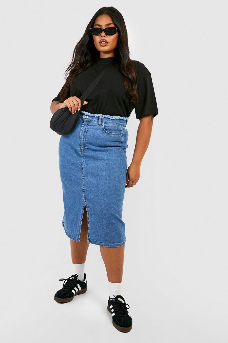 Grande taille - Jupe mi-longue en jean image number 1