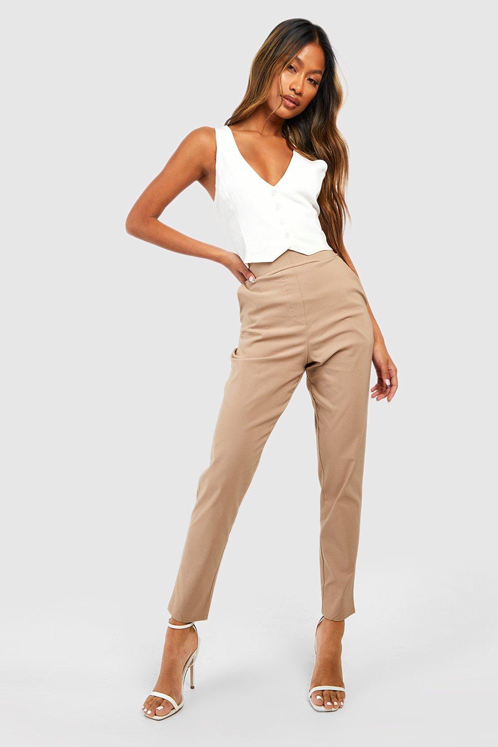 Stretch Twill Cropped Wide Leg Pant, High Waist Casual Cropped