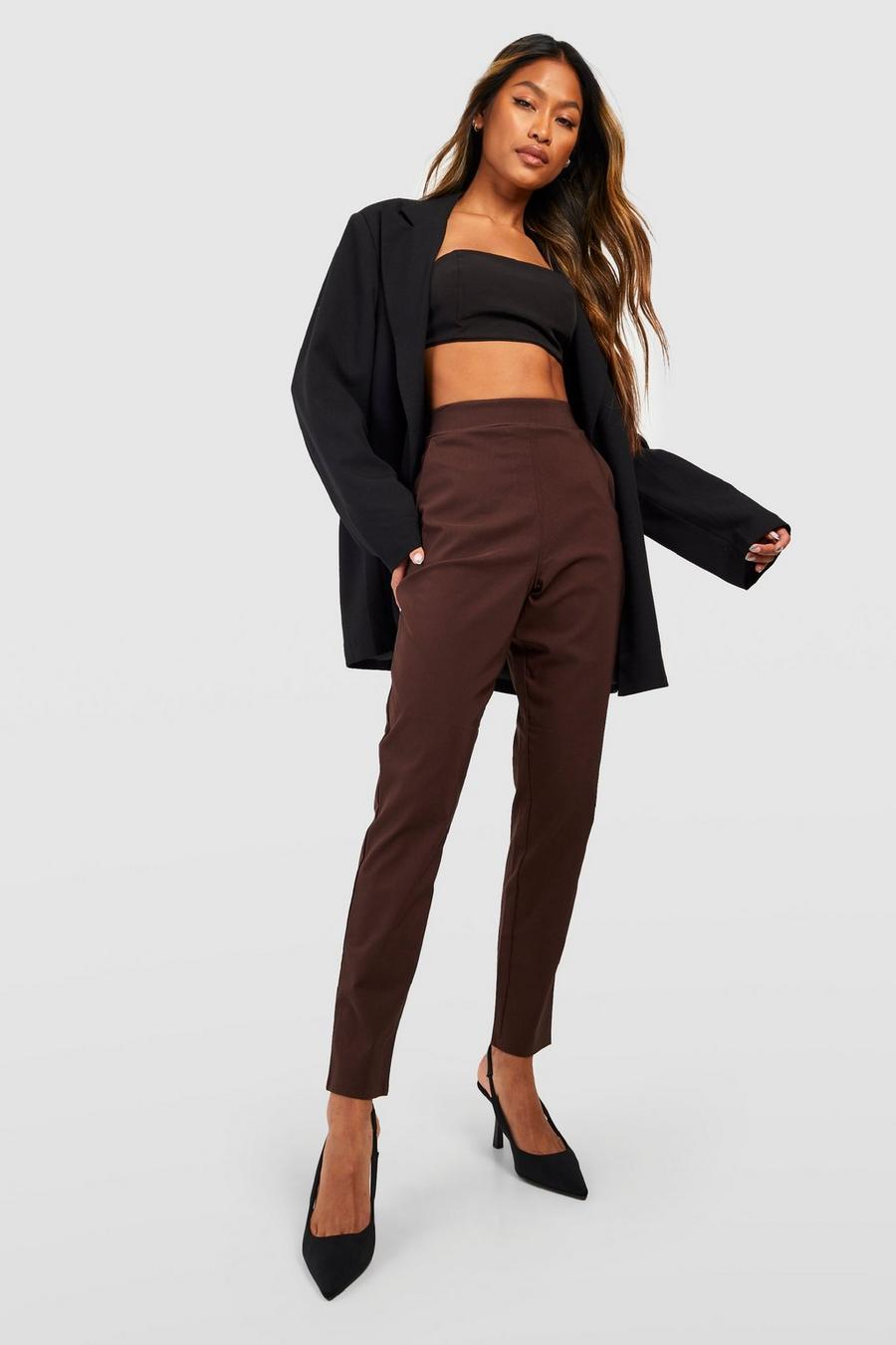 Chocolate Super Stretch Tapered Dress Pants image number 1
