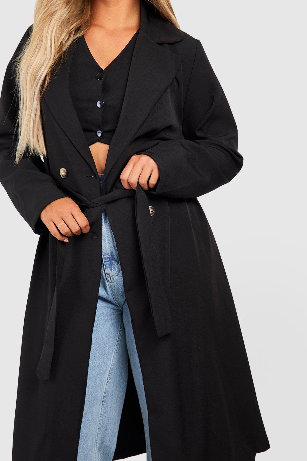 Plus size store black mac coat