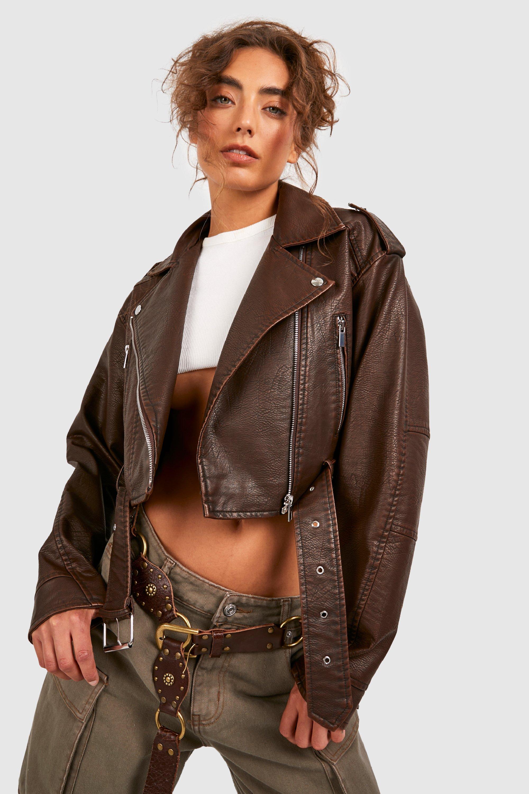 Womens faux leather deals jackets uk