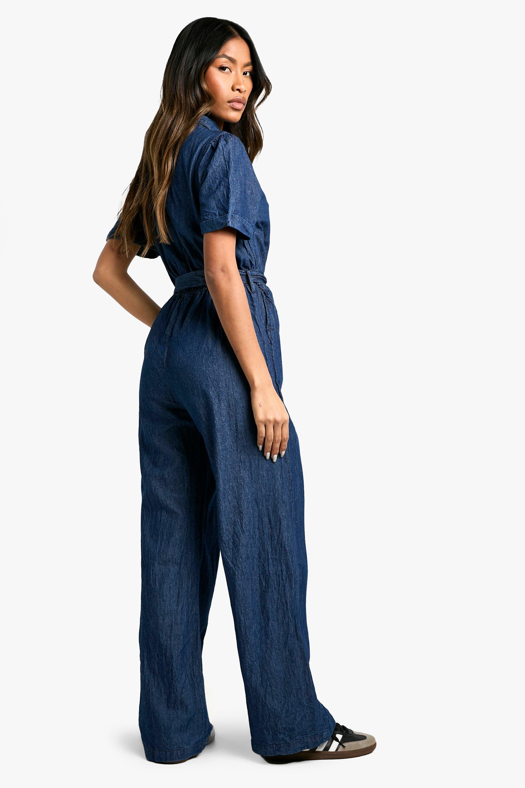 OWN Long Sleeve Denim Jumpsuit