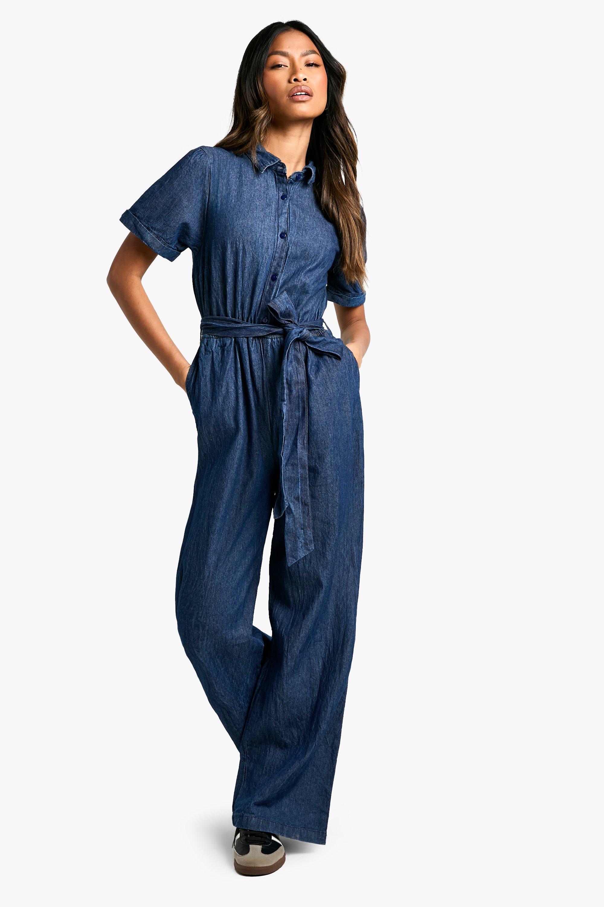 Ready To Go Denim Jumpsuit in Indigo