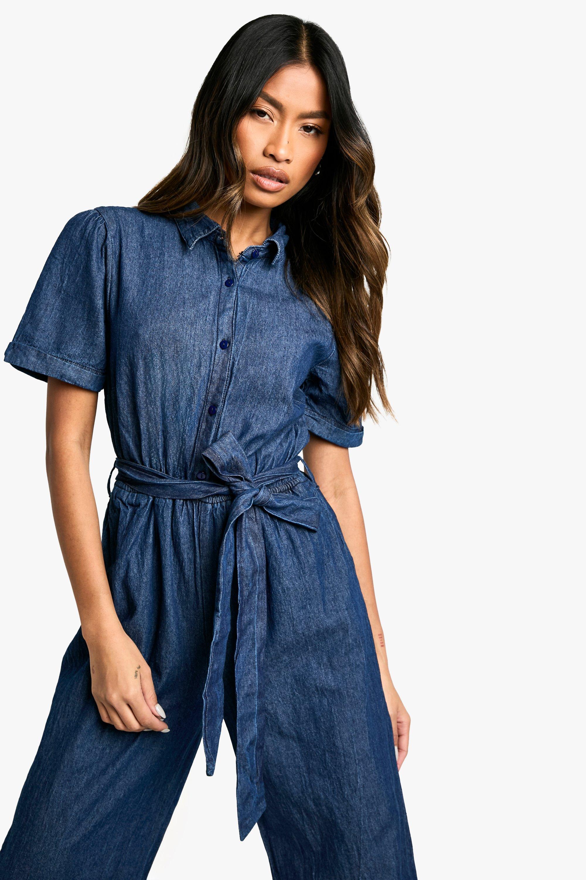 Chambray Denim Jumpsuit | boohoo