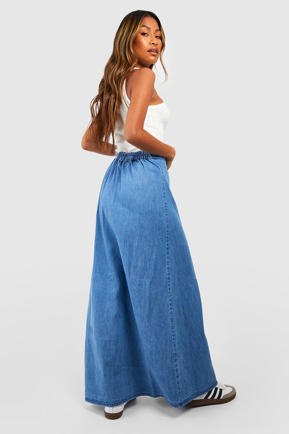 Chambray Denim Maxi Skirt