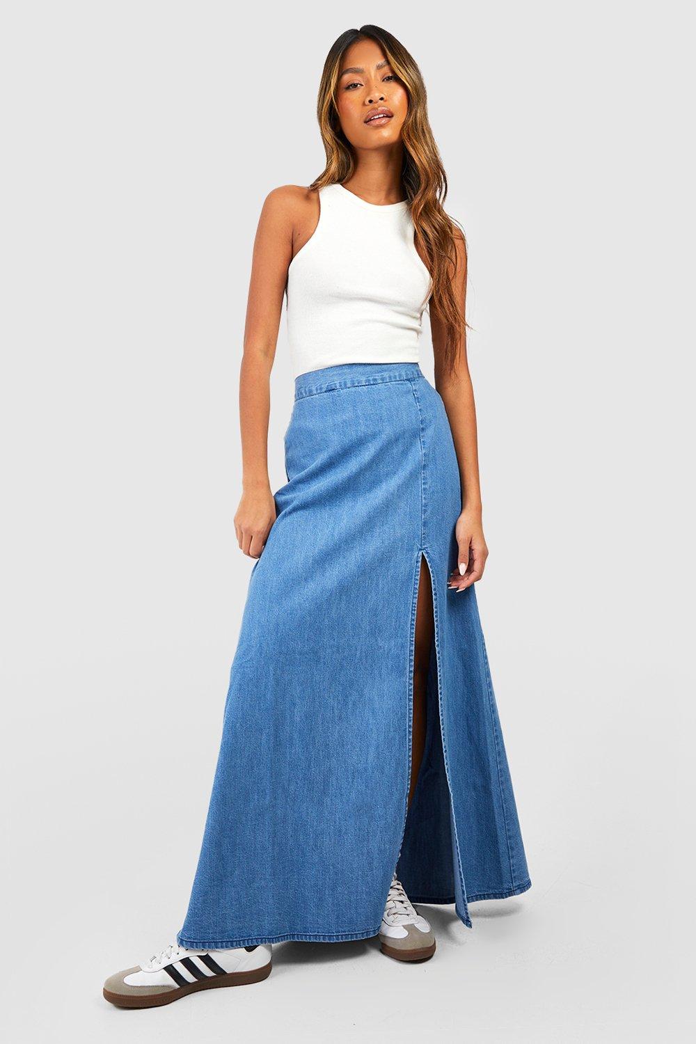 Chambray Denim Maxi Skirt