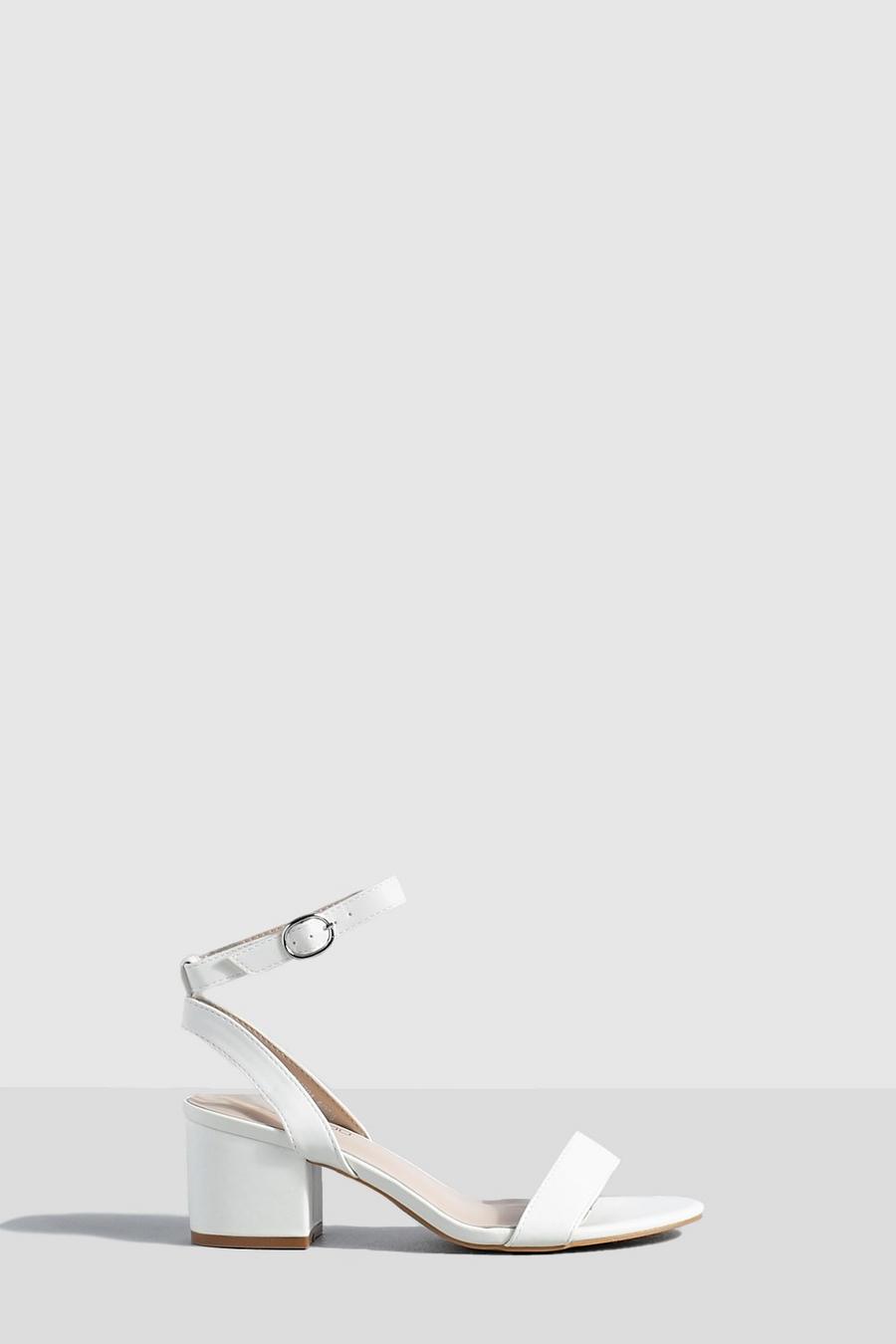 Scarpe effetto nudo con tacco basso a blocco, White bianco