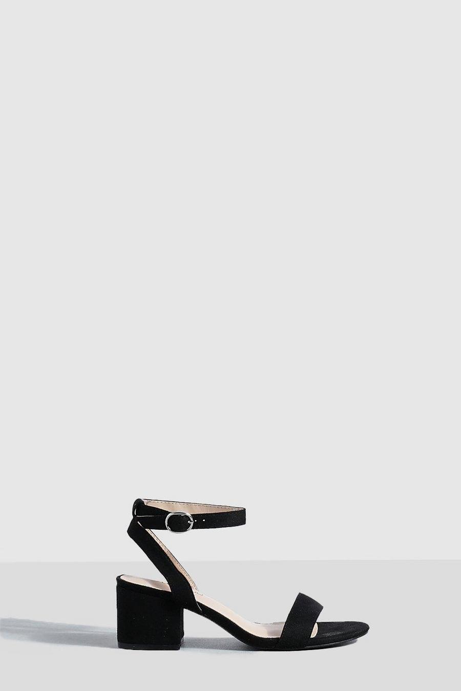 Black Low Block Barely There Heels    image number 1