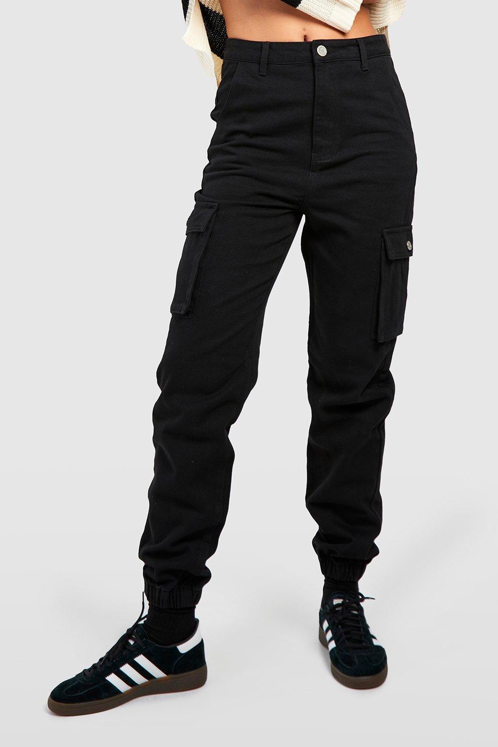 Tall High Waisted Denim Cargo Joggers