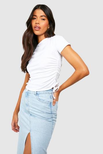 Tall Tie Detail Ribbed Crop Top white