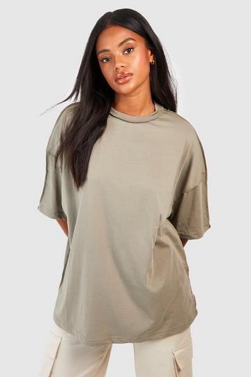 Exposed Seam Detail Oversized T-shirt khaki