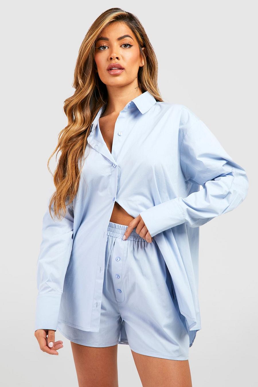 Camicia oversize in cotone, Blue image number 1