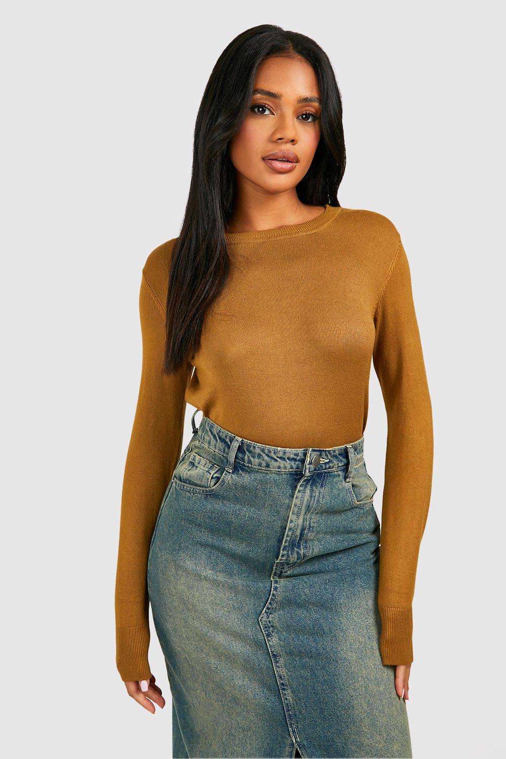 Fine Gauge Crew Neck Sweater | boohoo