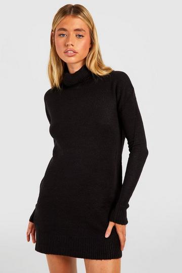 Black Turtleneck Oversized Sweater Dress