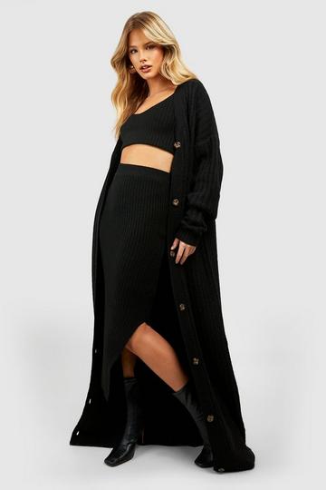 Soft Knit Midi Skirt black