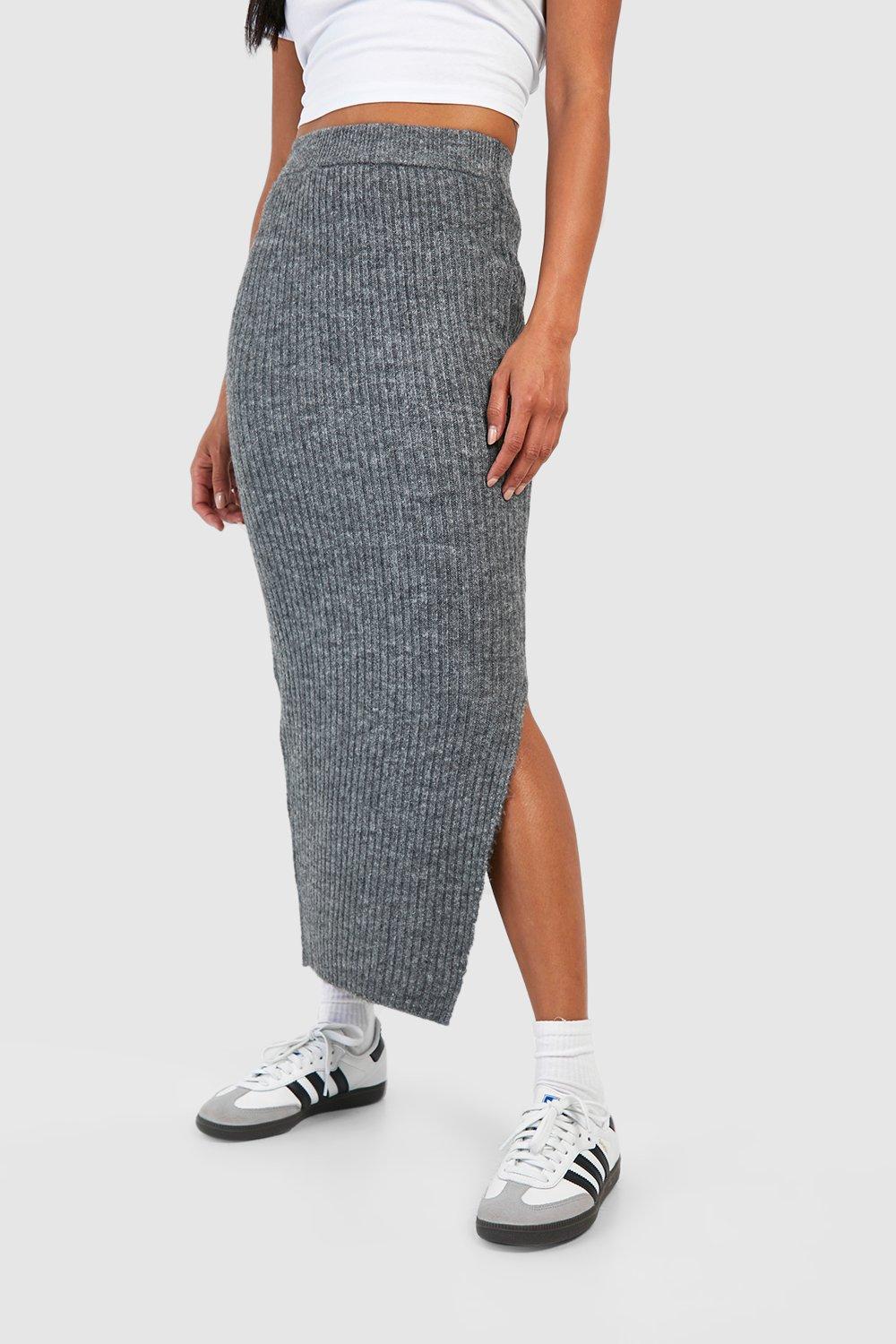 Soft Knit Midi Skirt boohoo NO