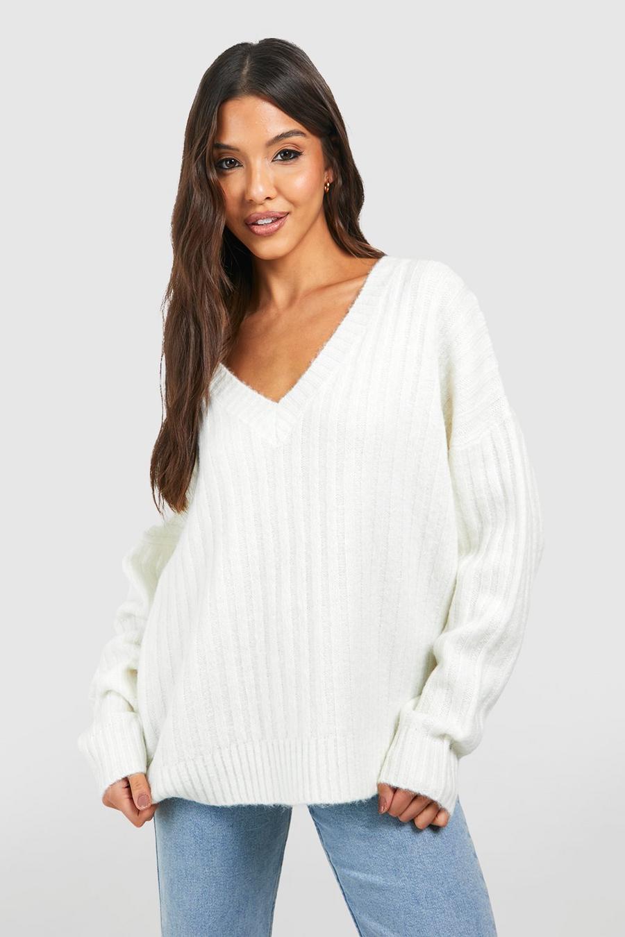 Cream Soft Wide Rib Slouchy Jumper image number 1